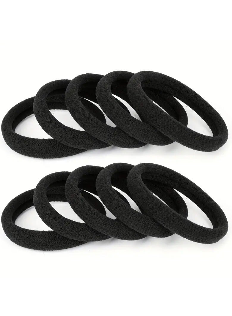 Ucanbe Black Basic Girl Scrunchies Available in Packs of 50pcs; Simple High-Elastic Rubber Band Hair Accessories.  - Image 4