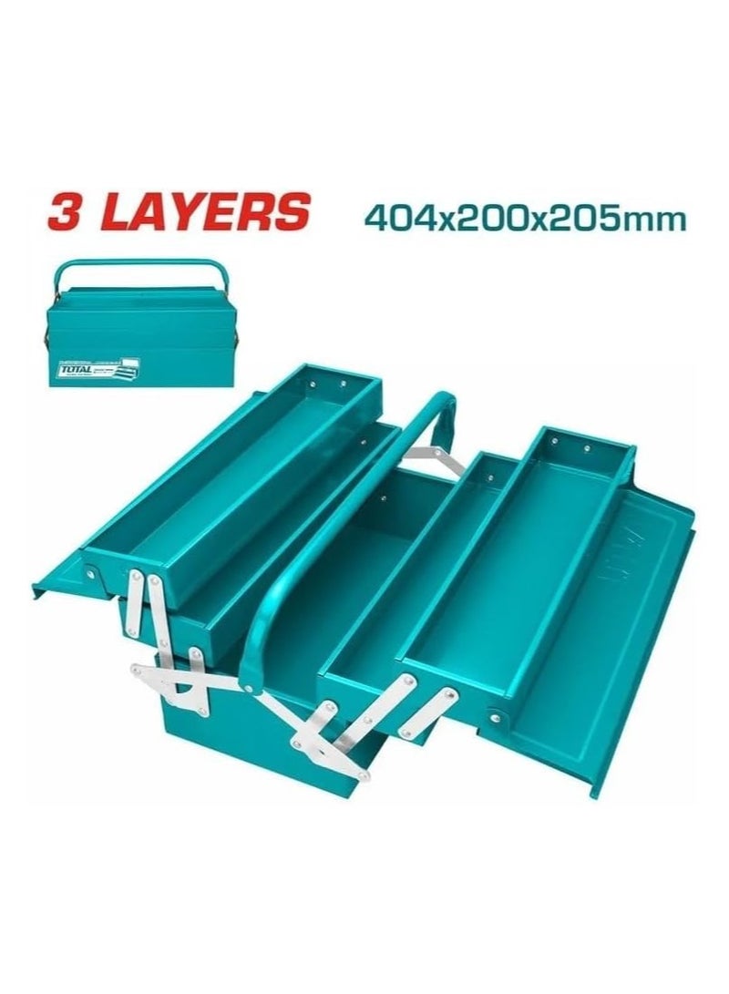 TOTAL 3 Drawer Metal Tool Box Tool Organizer - Premium Garage Tool Case for Home, Company, and Workshop Use - Compact 404x200x205mm - Image 3
