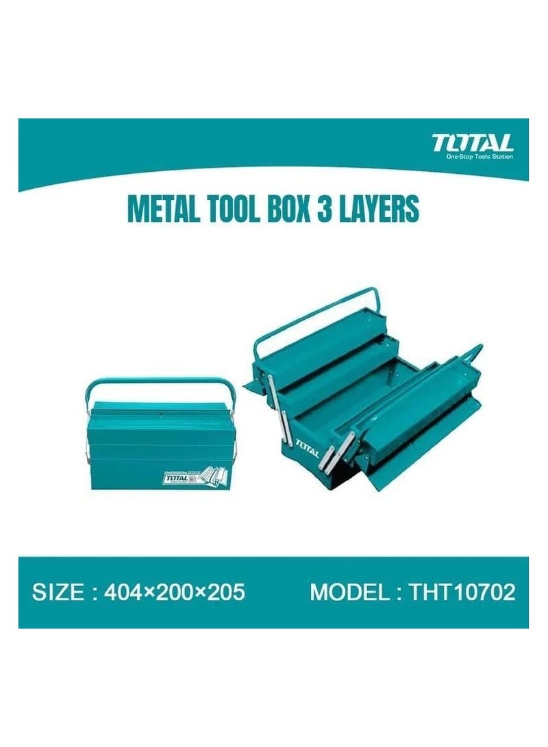 TOTAL 3 Drawer Metal Tool Box Tool Organizer - Premium Garage Tool Case for Home, Company, and Workshop Use - Compact 404x200x205mm - Image 4