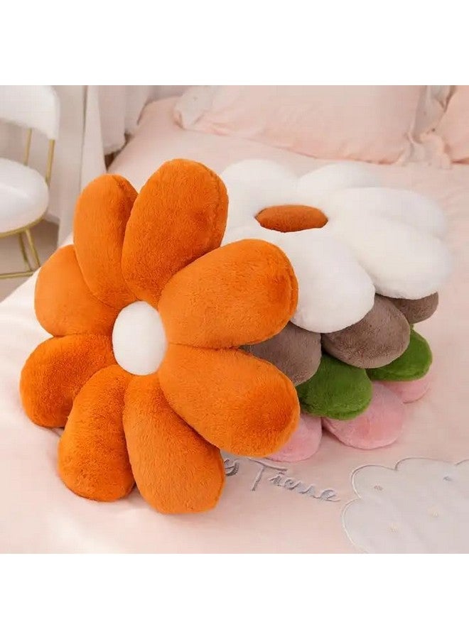 AVSHUB AVSHUB Daisy Shaped Throw Pillows Cute Preppy Decorative Pillows Plushy Cushion for Girls Bedroom Couch Sofa Chair Aesthetic Decor (35CM, Orange) - Image 2