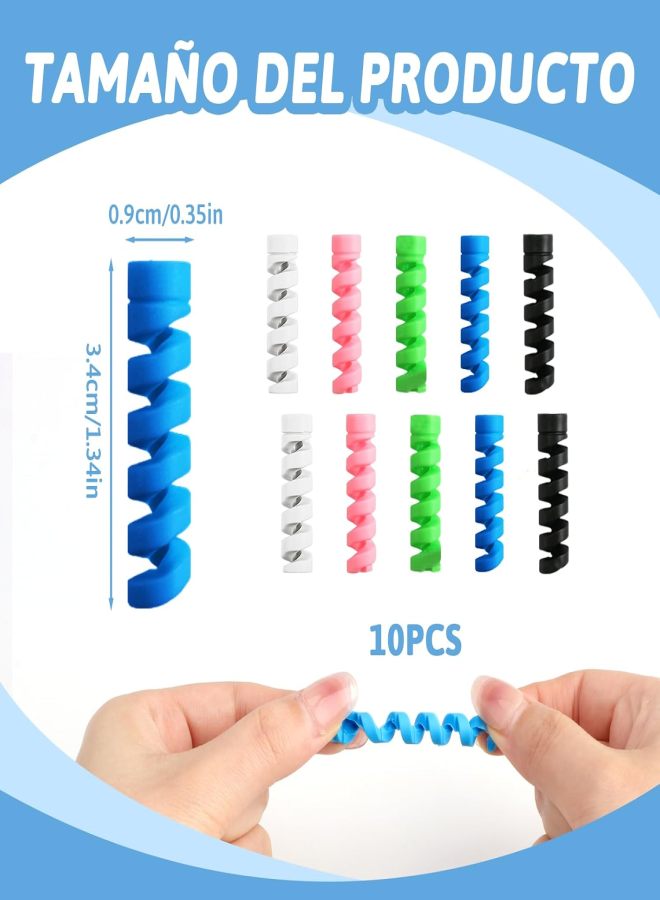 10-piece set of Type-C data cable protective cover, spiral multi-function data cable anti-break identification cover (multi-color) - Image 2