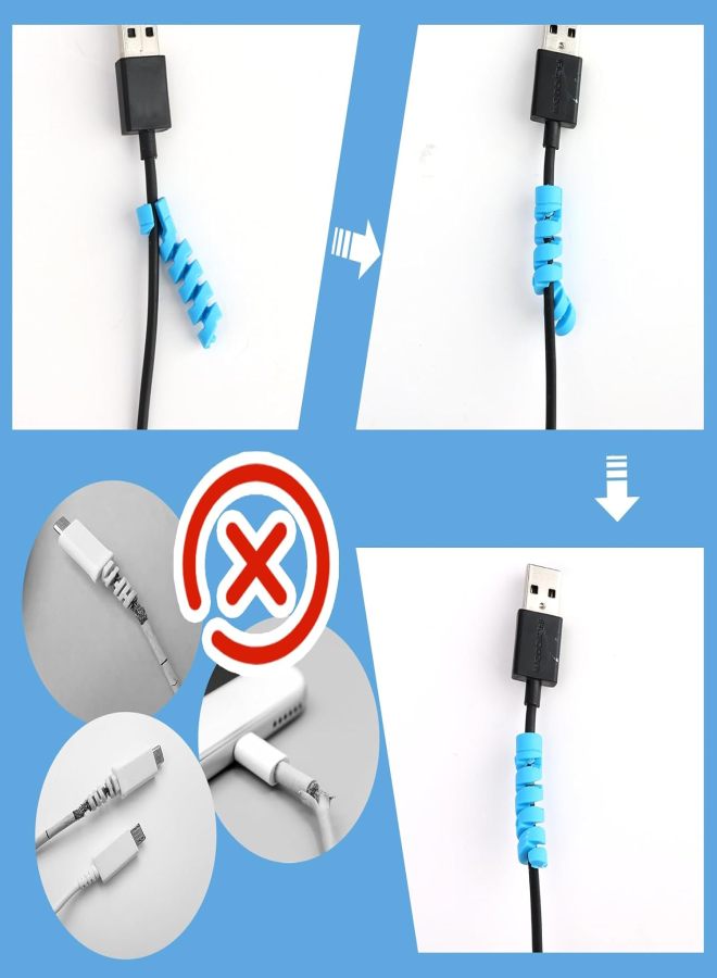 10-piece set of Type-C data cable protective cover, spiral multi-function data cable anti-break identification cover (multi-color) - Image 4