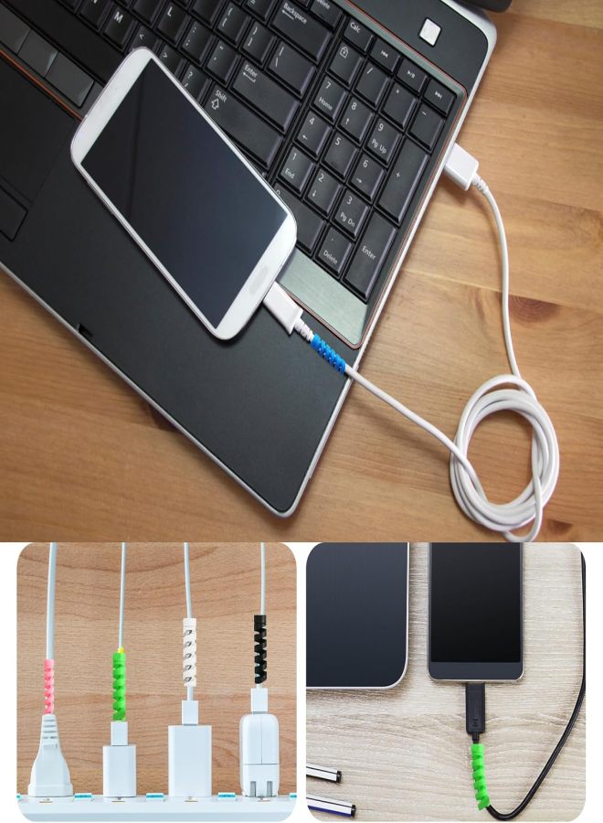 10-piece set of Type-C data cable protective cover, spiral multi-function data cable anti-break identification cover (multi-color) - Image 5