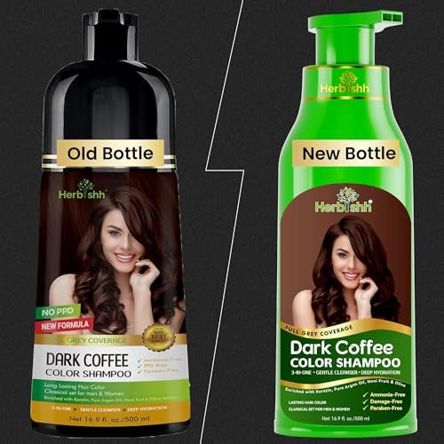 Herbishh Hair Color Shampoo for Gray Hair Natural Hair Dye Shampoo Colors Hair in Minutes Lasts Up To 34 Weeks 500ML 3In1 Hair Color Colors Cleanses and Conditions Dark Coffee - Image 3