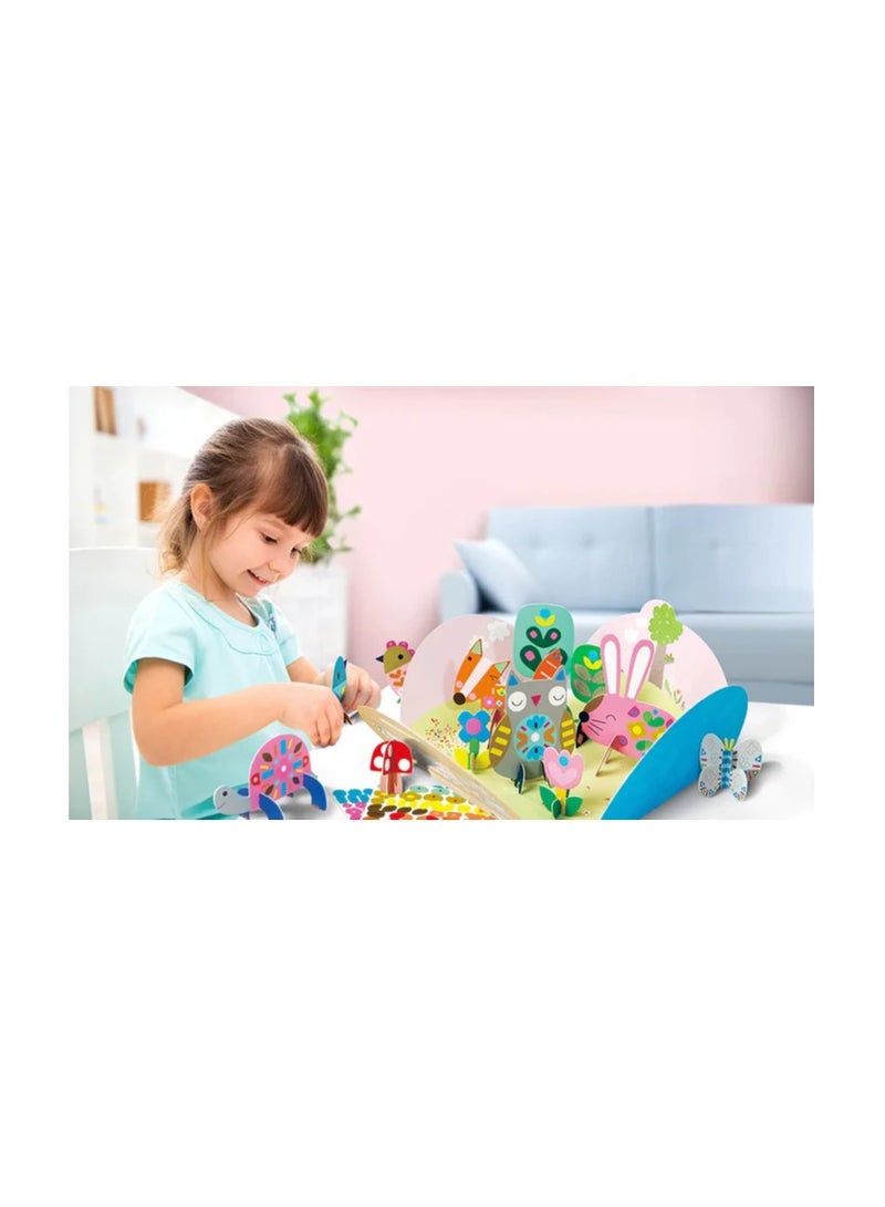 Avenir Stick 'N Play Series - Secret Garden 200+ Reusable Stickers for Endless Fun! Create Play Scenes with 8 Illustrated Theme Cards, Make Your Own Animal Figures For Kids 3+ - Image 2