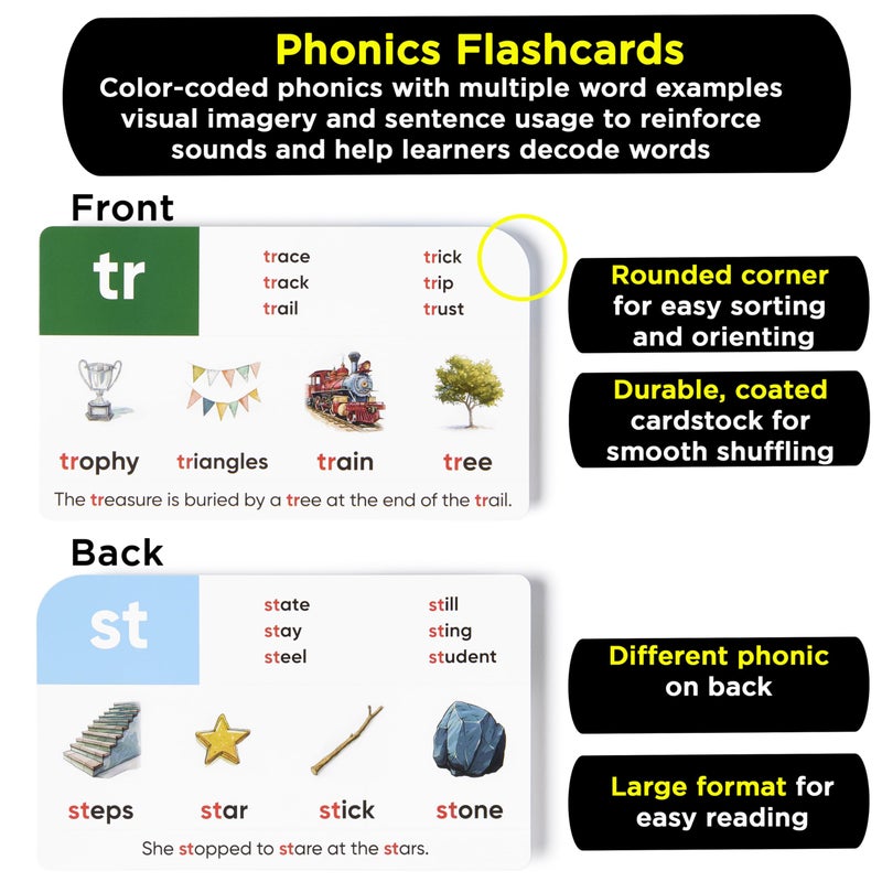 ثينك تانك سكولير بطاقات فلاش Think Tank Scholar Phonics + البادئات واللاحقات (1000+ كلمة) 122 سماع الصوت 6 طرق تدريس و6 ألعاب تعليمية ممتعة - مرحلة ما قبل المدرسة ورياض الأطفال الصف الأول والثاني والثالث في المنزل للأعمار من 4 إلى 8 سنوات - Image 5