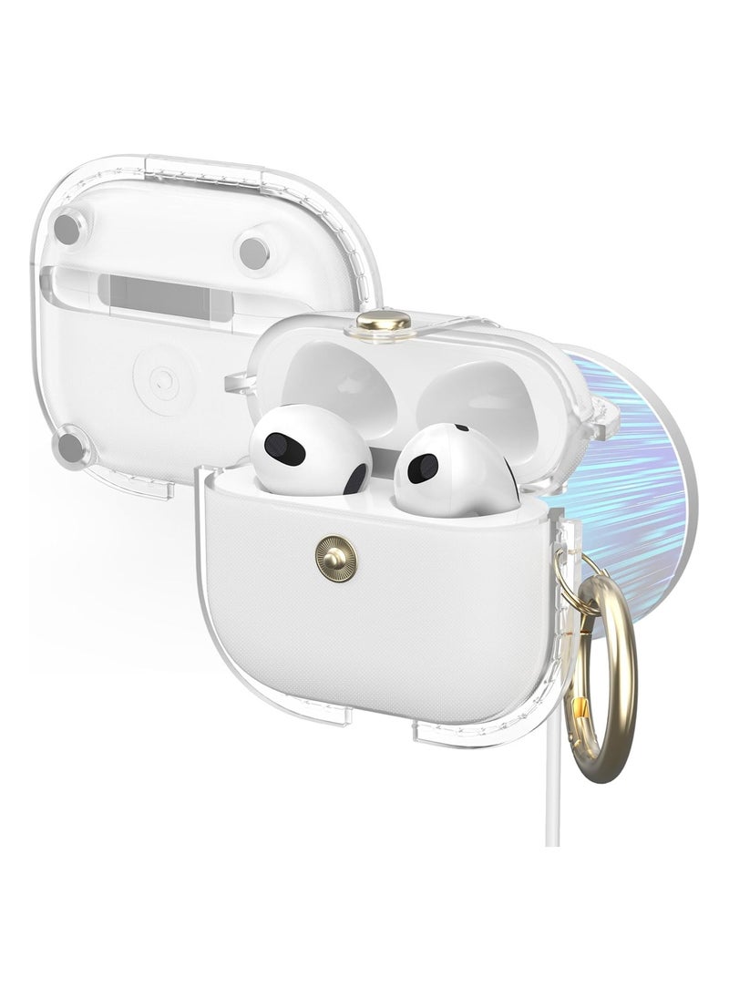 SYOSI - AirPods 3 Case Cover Soft Protective Cover with Keychain Built-in Magnets for MagSafe Charging Soft TPU Metal Snap Closure Portable Cover with Keychain for AirPods 3rd Generation 2021 - Image 1