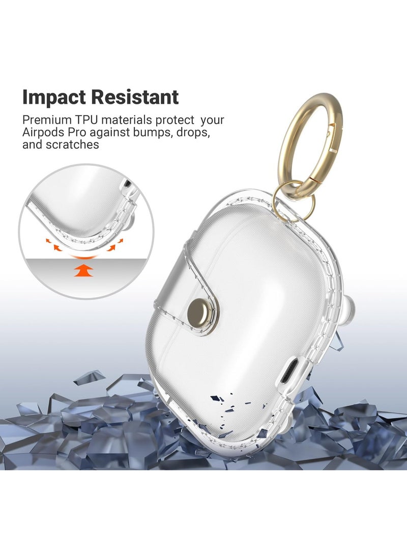 SYOSI - AirPods 3 Case Cover Soft Protective Cover with Keychain Built-in Magnets for MagSafe Charging Soft TPU Metal Snap Closure Portable Cover with Keychain for AirPods 3rd Generation 2021 - Image 1