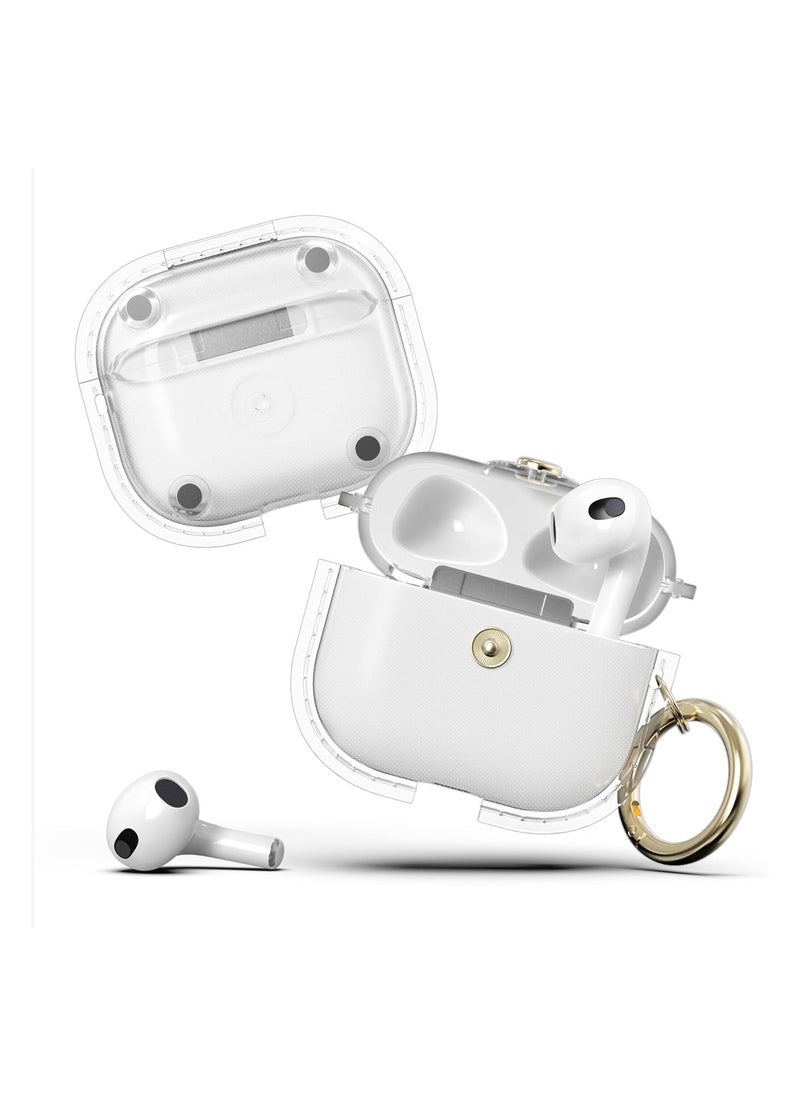 SYOSI - AirPods 3 Case Cover Soft Protective Cover with Keychain Built-in Magnets for MagSafe Charging Soft TPU Metal Snap Closure Portable Cover with Keychain for AirPods 3rd Generation 2021 - Image 1