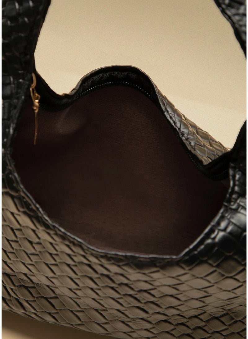 Shein Bag, Suitable For Outings, Dates And Commuting. Fashion Asymmetric Square Handbag, PU Woven Texture Tote Bag, Daily Work Bag - Image 2