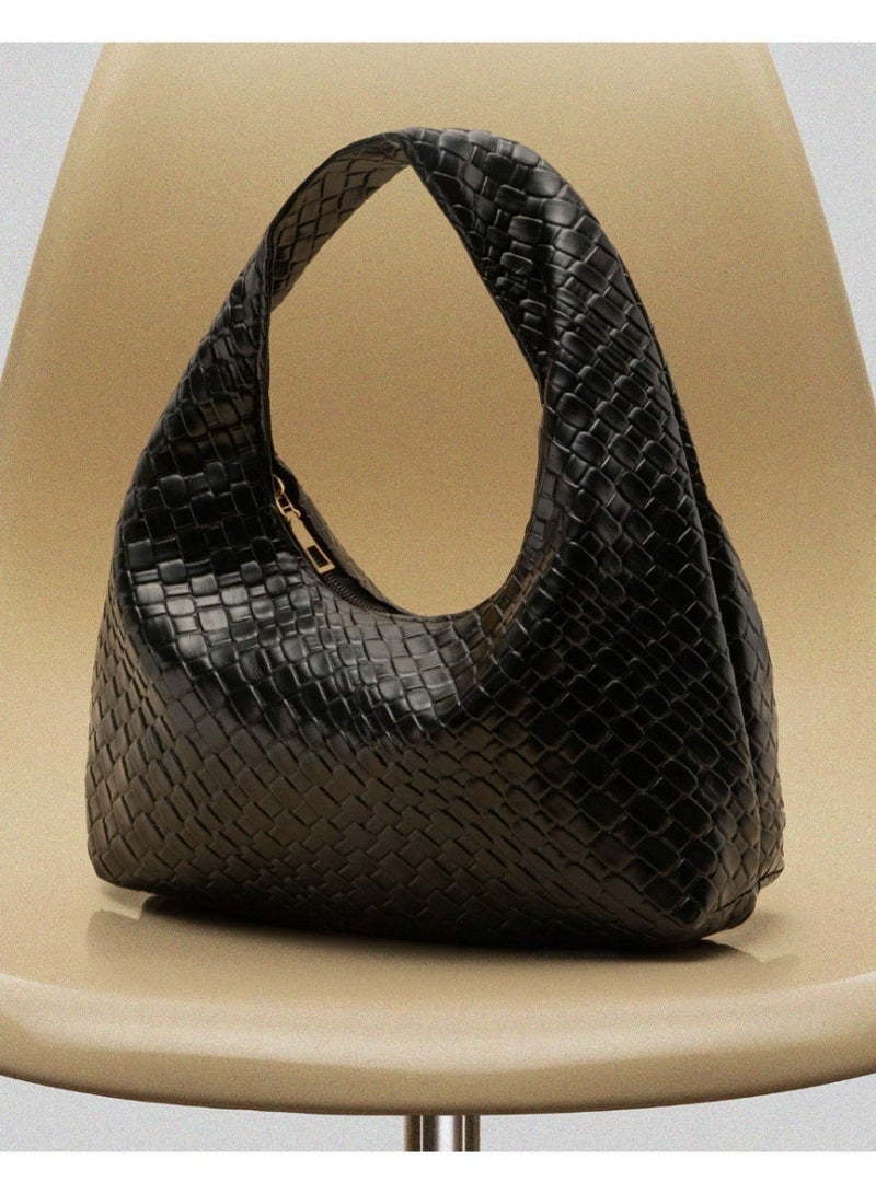 Shein Bag, Suitable For Outings, Dates And Commuting. Fashion Asymmetric Square Handbag, PU Woven Texture Tote Bag, Daily Work Bag - Image 4