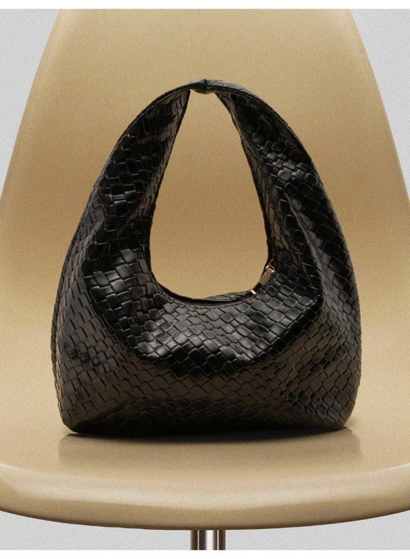 Shein Bag, Suitable For Outings, Dates And Commuting. Fashion Asymmetric Square Handbag, PU Woven Texture Tote Bag, Daily Work Bag - Image 3