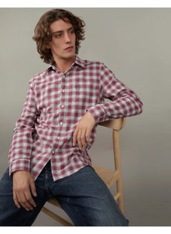 امريكان ايجل Checked Slim Fit Linen Blend Button Down Shirt  - Image 1