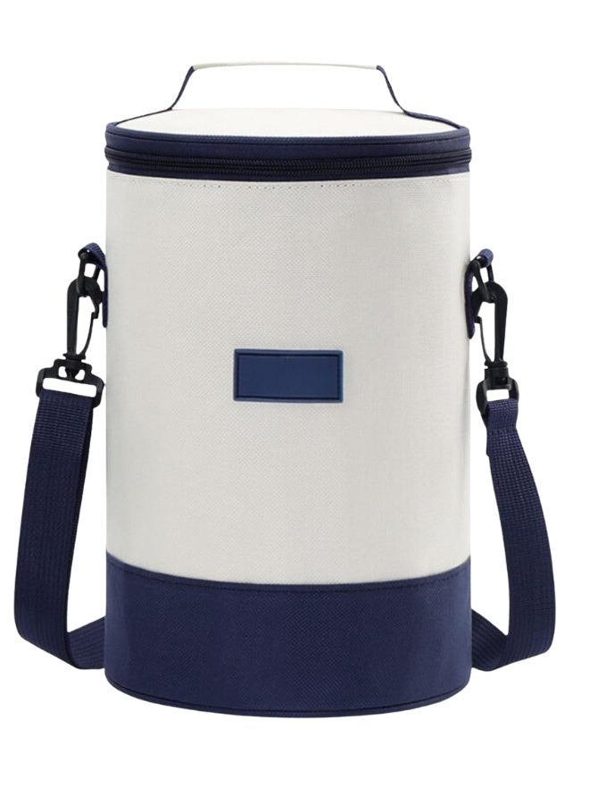 هابي هوم حقيبة تبريد يابانية معزولة مقاومة للماء حقيبة غداء كبيرة سعة عالية تصميم عملي لحفظ الطعام والمشروبات الساخنة والباردة في العمل، المدرسة، التخييم والسفر-بيج/أزرق - Image 4