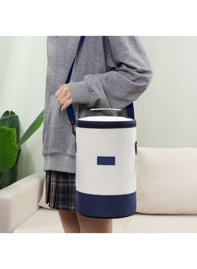 هابي هوم حقيبة تبريد يابانية معزولة مقاومة للماء حقيبة غداء كبيرة سعة عالية تصميم عملي لحفظ الطعام والمشروبات الساخنة والباردة في العمل، المدرسة، التخييم والسفر-بيج/أزرق - Image 3