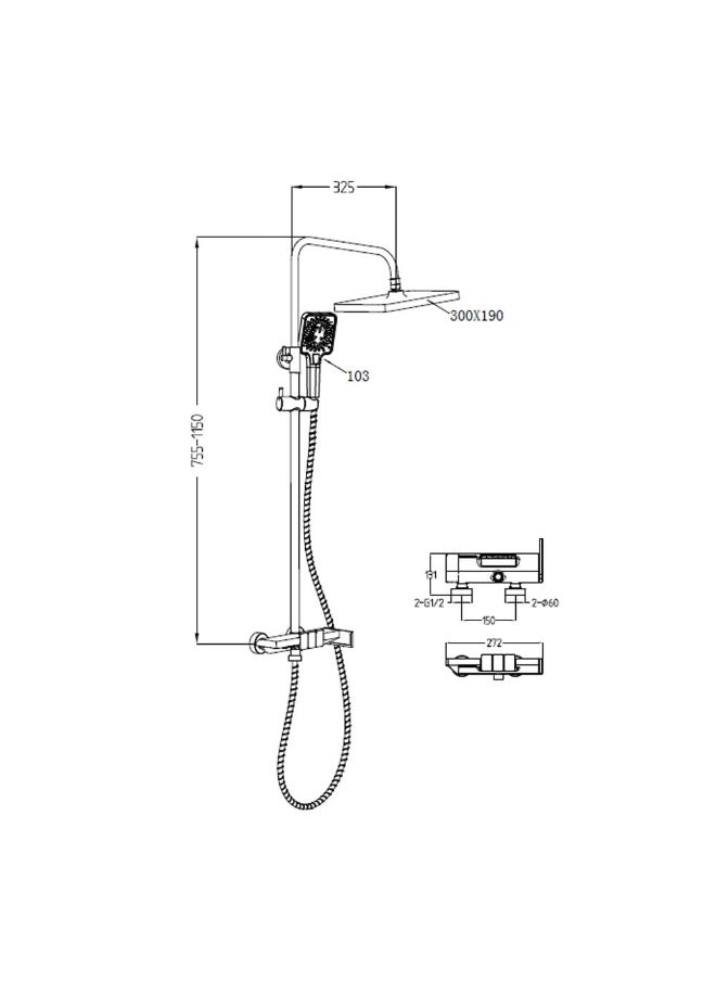 DANUBE HOME Milano Mila Rain Shower Mixer W/Shower Set Brush Nickel | Metal Body Shower Panel | Rain Shower Set For Toilet Bathroom Washroom Shower Room - Brushed Nickel  - Image 4
