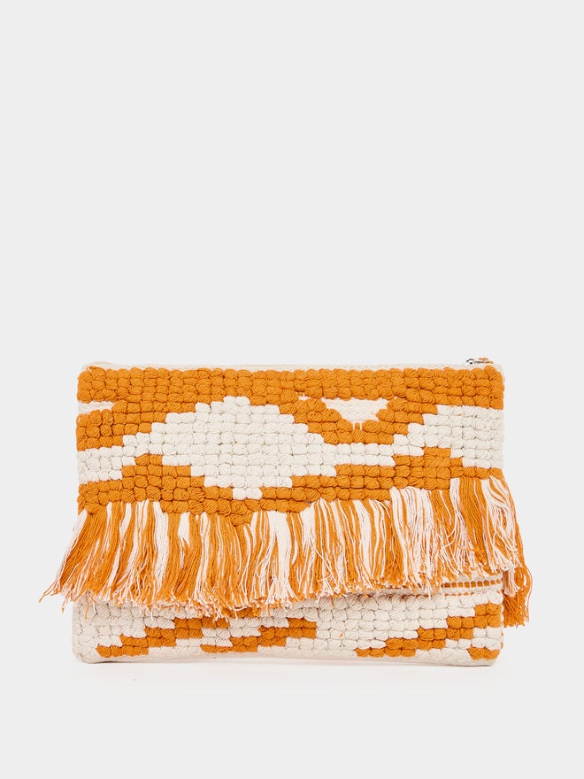 Styli Styli Pattern Fringe Clutch with Tassel Detail - Image 4
