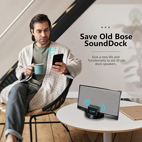 ZIOCOM 30 Pin Bluetooth Adapter Receiver for Bose Sounddock and Other 30 Pin Dock Speakers, with 3.5mm Aux Cable, Low Latency, Not for Car or Motorcycle - Image 4