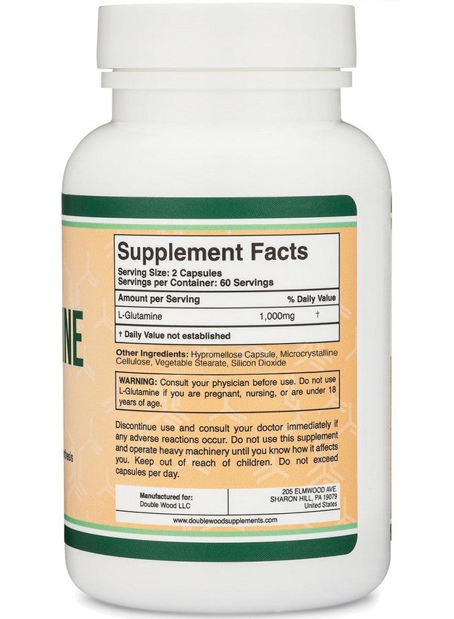 Double Wood Supplements L Glutamine Capsules - No Fillers (1000mg Servings, 120 Capsules) Non-GMO, Gluten Free, Keto Safe, Vegan Friendly, Third Party Tested (for Endurance and Gut Health) by Double Wood - Image 2