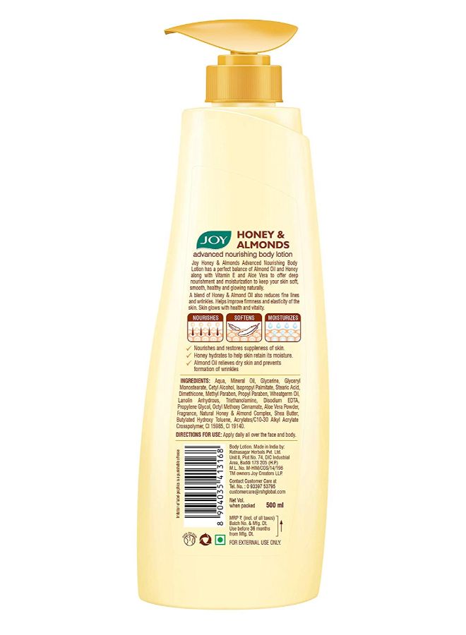 JOY Honey And Almond Nourishing Body Lotion 500ml - Image 2