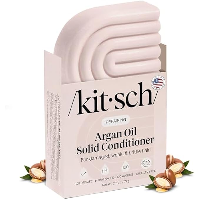 Kitsch ARGAN OIL CONDITIONER BAR Â€“ REPAIRING HAIR CONDITIONER FOR DAMAGED HAIR, ANTI-FRIZZ Â€“ STRENGTHENING, MOISTURIZING HAIR CARE Â€“ PARABEN, SILICONE & SULFATE-FREE Â€“ MADE IN USA - 2.7 OZ - Image 2