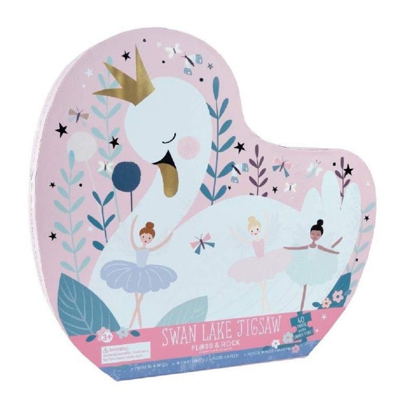 Floss & Rock Floss & Rock 42P6325 Enchanted Swan Shaped Jigsaw with Shaped Box  40-Piece Set - Image 1