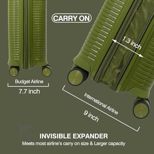 Verage Carry On Luggage With Spinner Wheels, Expandable Hardshell Spinner Suitcase for Travel, TSA Approved, (Carry-On 20-Inch, Moss green) - Image 4
