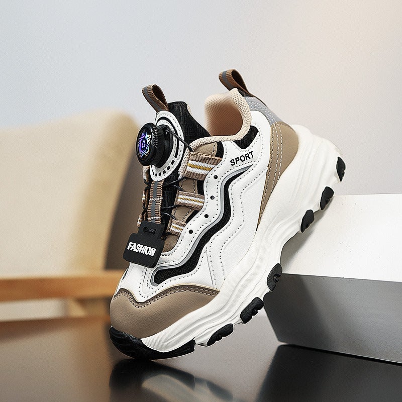 2024 Fall/Winter New Children'S Sneaker Explosions Fashion Button Torre Shoes Fleece-Lined Leather Middle And Big Children'S Sneaker - Image 1