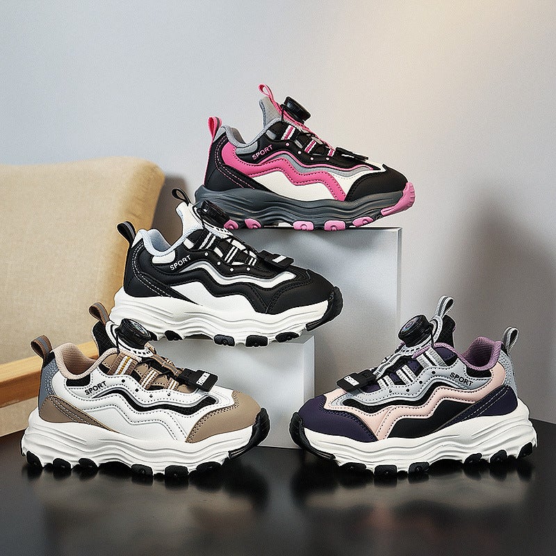 2024 Fall/Winter New Children'S Sneaker Explosions Fashion Button Torre Shoes Fleece-Lined Leather Middle And Big Children'S Sneaker - Image 4