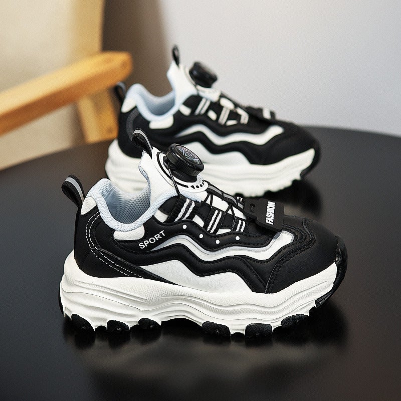 2024 Fall/Winter New Children'S Sneaker Explosions Fashion Button Torre Shoes Fleece-Lined Leather Middle And Big Children'S Sneaker - Image 5