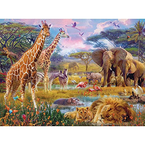 Bits and Pieces – Large 300 Piece Jigsaw Puzzle for Adults – ‘Savannah Animals’ by Artist Jan Patrik, Completed Puzzle Size: 18" x 24" - Image 1