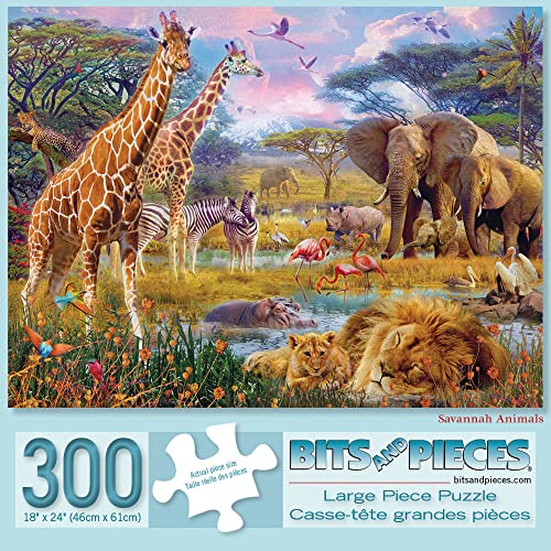 Bits and Pieces – Large 300 Piece Jigsaw Puzzle for Adults – ‘Savannah Animals’ by Artist Jan Patrik, Completed Puzzle Size: 18" x 24" - Image 2