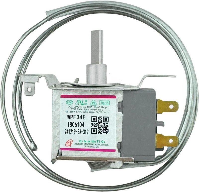 IXGPUTS WPF-34E WPF34E Temperature Control Thermostat, 2-Pins Sensor Probe Refrigerator Thermostat, fit for Hisense Refrigerator Parts WPF34E 1806104, Freezer Temperature Control - Image 1