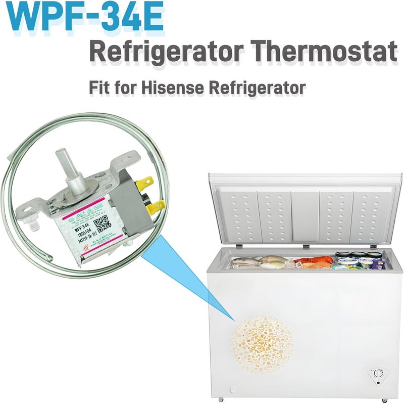 IXGPUTS WPF-34E WPF34E Temperature Control Thermostat, 2-Pins Sensor Probe Refrigerator Thermostat, fit for Hisense Refrigerator Parts WPF34E 1806104, Freezer Temperature Control - Image 3