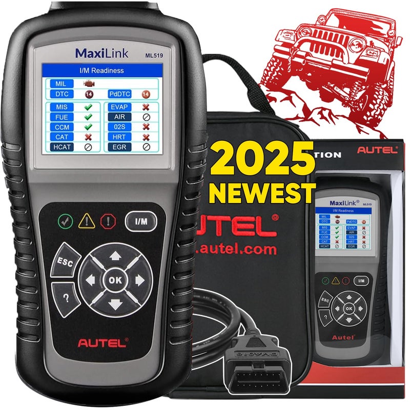 Autel MaxiLink ML519 OBD2 Scanner New Ver of AL519 Enhanced Mode 6 Car Code Reader Check Engine Light ReadErase Fault Code Car Diagnostic Tool OneClick Smong Check DTC Lookup Up of AL319
