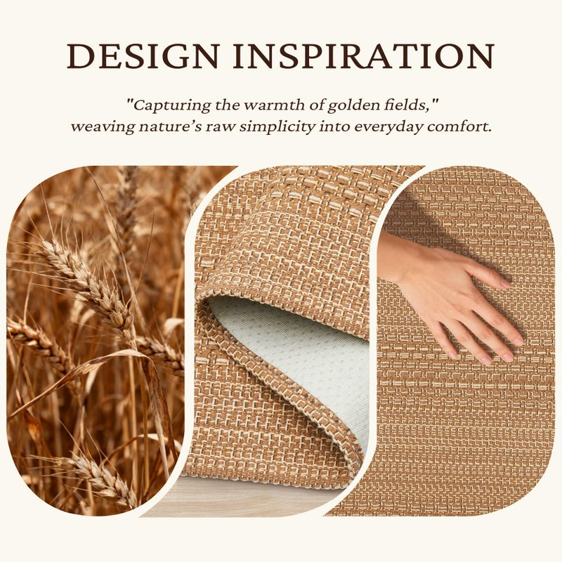 MatEssenz 27.5"x43" Washable Outdoor Front Door Mat, Textured Natural Woven Low-Profile Patio Rug with Non-Slip Backing, Neutral Light Brown, for Porch, Entryway, Layering - Image 2