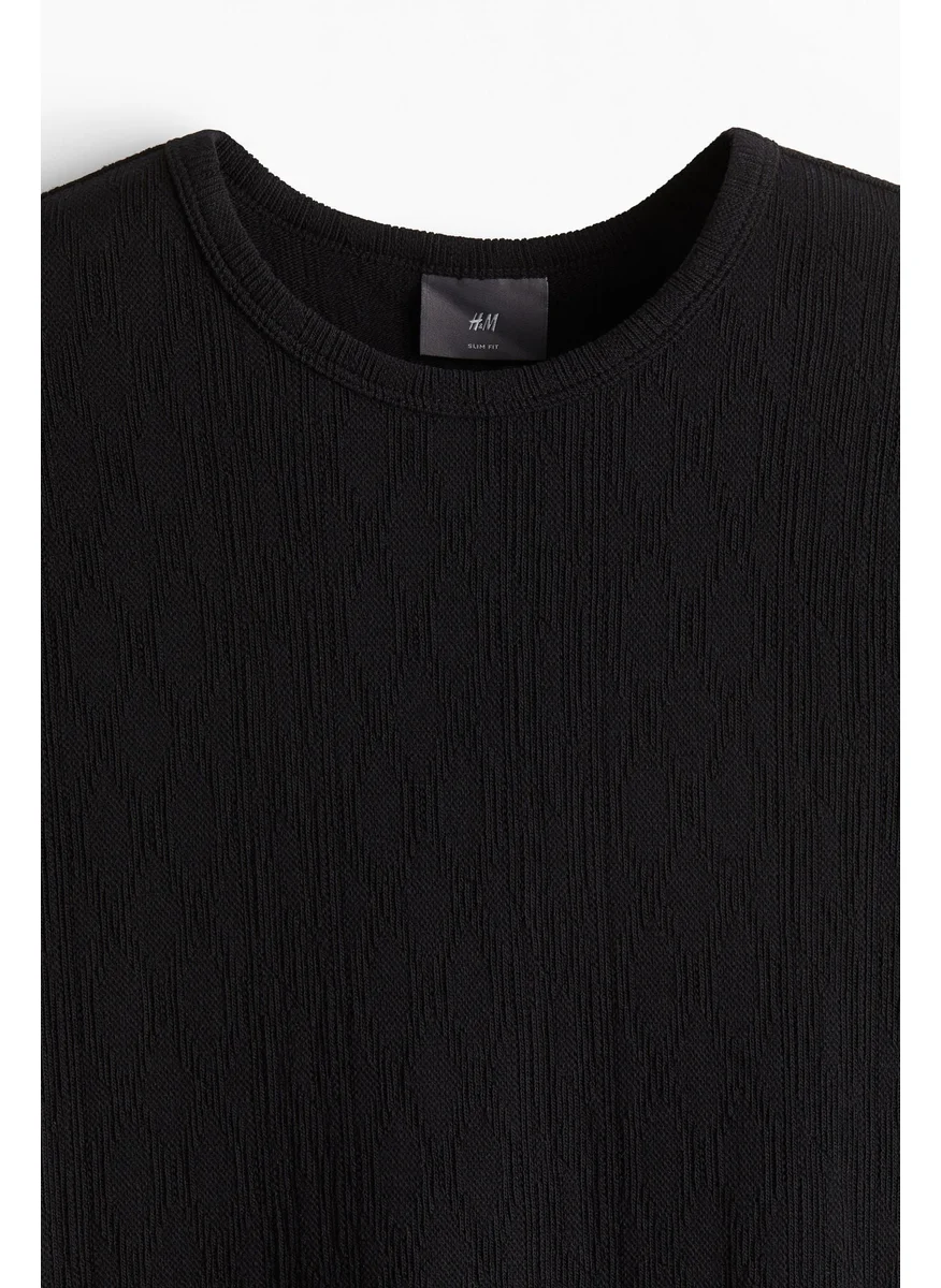 H&M Slim Fit Textured T-Shirt