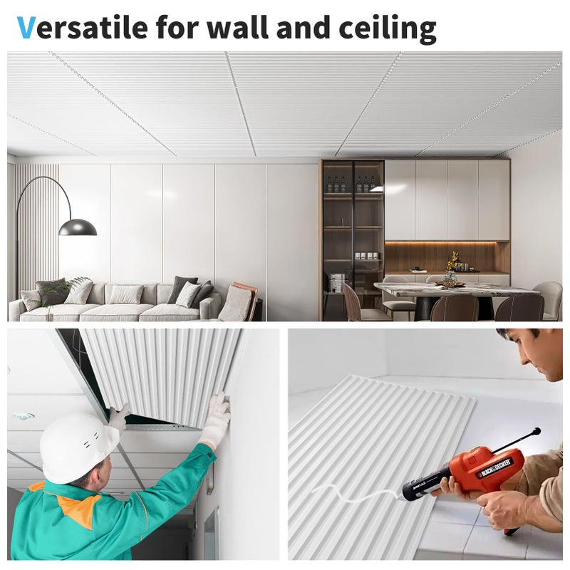 Art3d 6-Pack Slat Design 3D Wall Panels for Interior Wall Decor, 2x4 FT PVC Decorative Drop Ceiling Tiles - White - Image 5