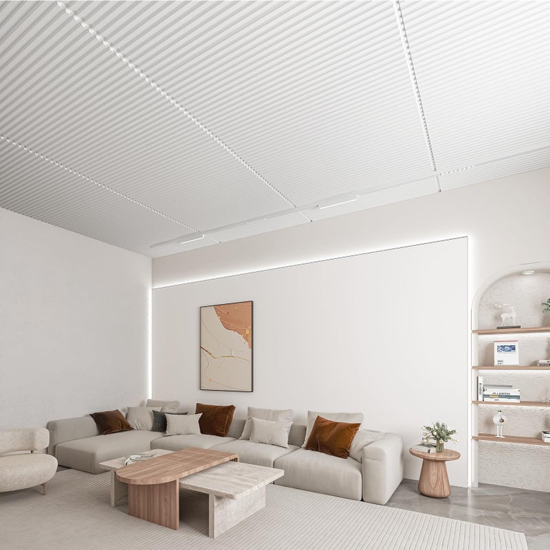 Art3d 6-Pack Slat Design 3D Wall Panels for Interior Wall Decor, 2x4 FT PVC Decorative Drop Ceiling Tiles - White - Image 3