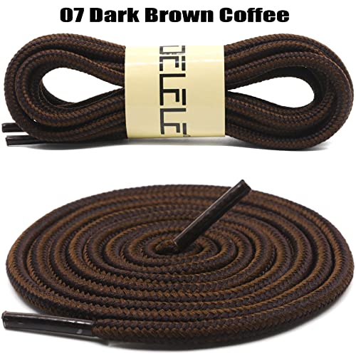 DELELE 2 Pair Round Boot Laces Outdoor Hiking Walking Shoelaces Dark Brown Coffee Striped Shoe Lace Work Shoe Strings 28 inch - Image 2