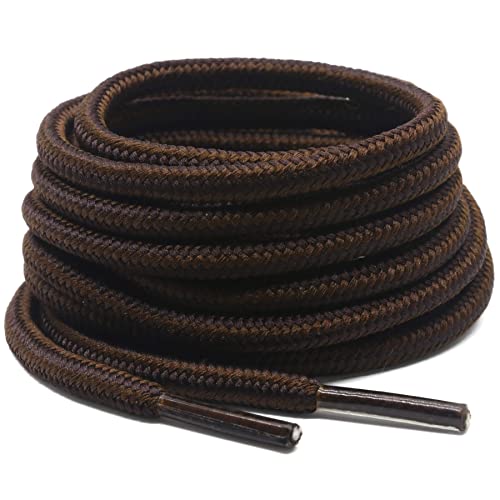 DELELE 2 Pair Round Boot Laces Outdoor Hiking Walking Shoelaces Dark Brown Coffee Striped Shoe Lace Work Shoe Strings 28 inch - Image 1