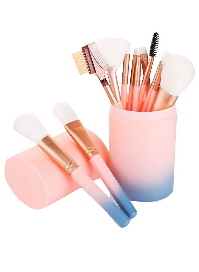 12-Piece Soft Fiber Makeup Brush Set Multicolour - Image 1