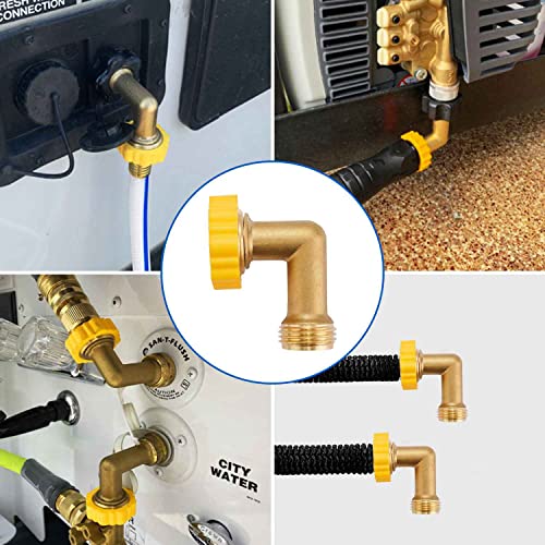 Minimprover Lead-Free Brass 90 Degree Hose Saver Hose Elbow Fitting Quick Swivel Connect Adapter Thread Size 3/4" Connectors - Image 2