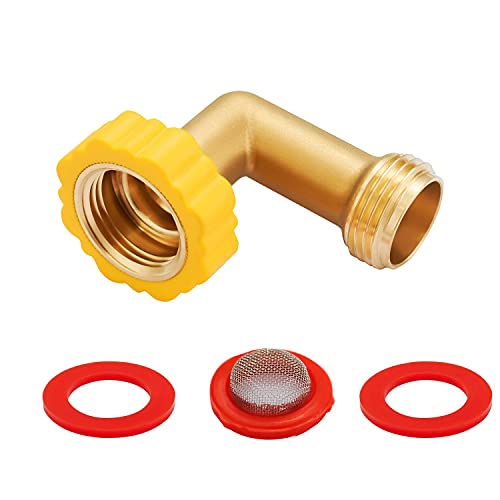 Minimprover Lead-Free Brass 90 Degree Hose Saver Hose Elbow Fitting Quick Swivel Connect Adapter Thread Size 3/4" Connectors - Image 1