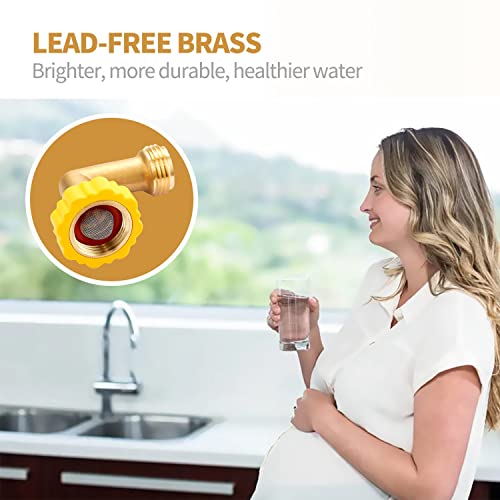 Minimprover Lead-Free Brass 90 Degree Hose Saver Hose Elbow Fitting Quick Swivel Connect Adapter Thread Size 3/4" Connectors - Image 3