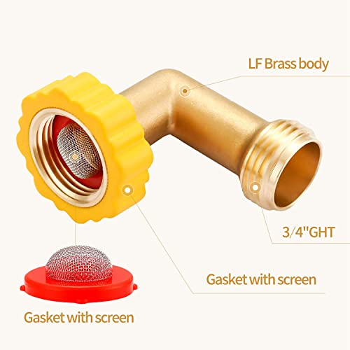 Minimprover Lead-Free Brass 90 Degree Hose Saver Hose Elbow Fitting Quick Swivel Connect Adapter Thread Size 3/4" Connectors - Image 5
