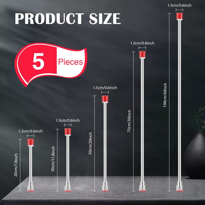 Lanties 5 Pieces Airless Paint Sprayer Tip Extension Pole Extension Rod for Airless Painting Spray Gun with Red Guard (40,29.95,20,12,7.8 Inches) - Image 2