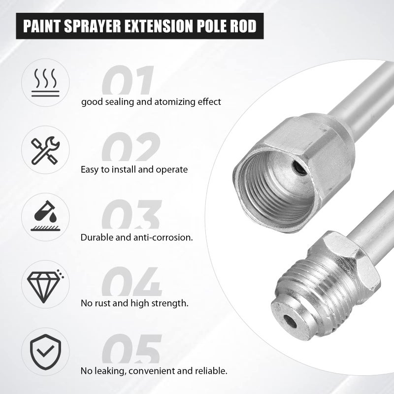 Lanties 5 Pieces Airless Paint Sprayer Tip Extension Pole Extension Rod for Airless Painting Spray Gun with Red Guard (40,29.95,20,12,7.8 Inches) - Image 3