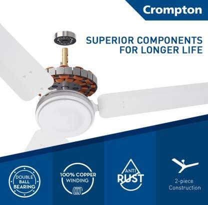 Crompton HS Plus 1200 mm (48 inch) High Speed Energy Efficient 53W Ceiling Fan (Opal White) - Image 2