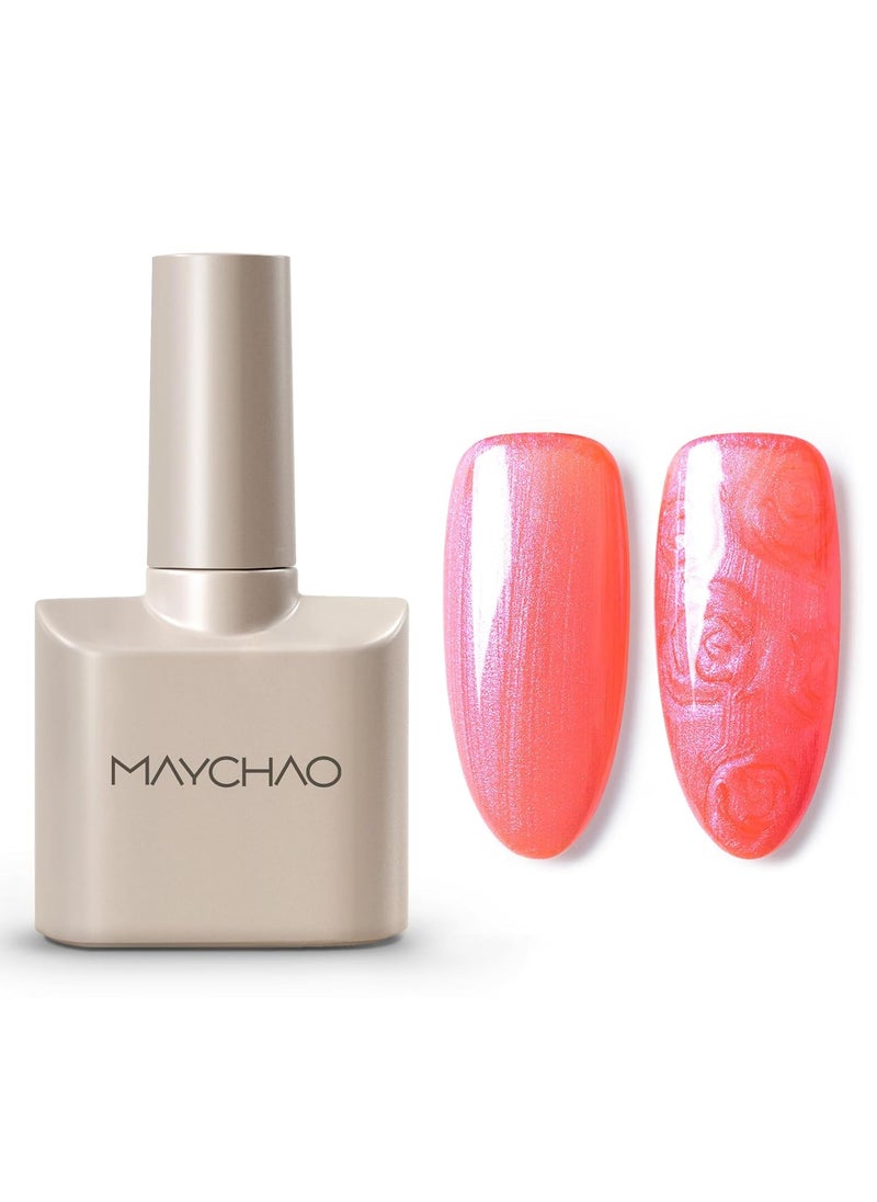 MAYCHAO MAYCHAO Pearl Gel Nail Polish, 15ML Pearlescent Coral Pink Shell Mermaid Aurora Coral Gel Polish Soak Off UV LED Nail Lamp Curing for Nail Art Manicure Salon DIY at Home, 0.5 OZ 